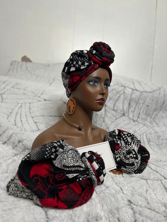 African Print Pre Tied Turban/Headwrap.