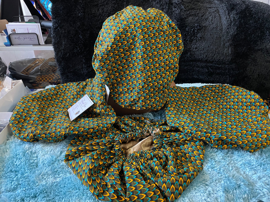 African print reversible hair bonnets - K.D.Kollections Store