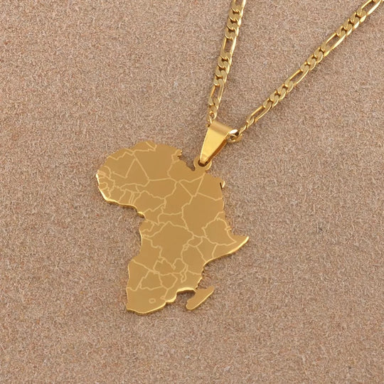 Unisex African map necklace
