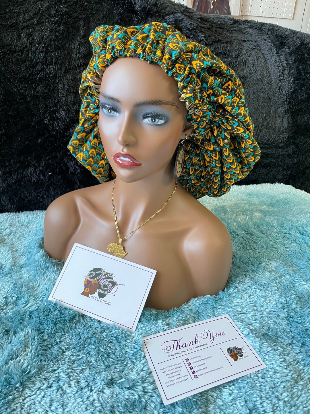 African print reversible hair bonnets - K.D.Kollections Store