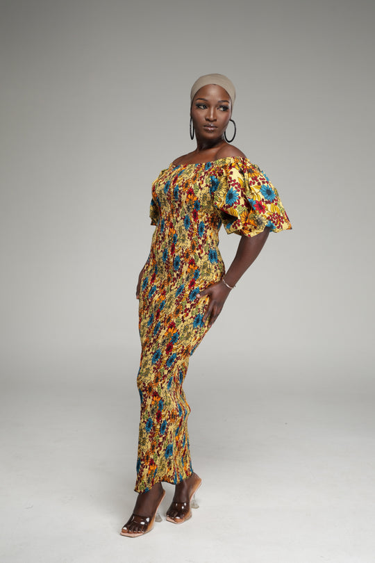 African print stretchy bodycon dress.