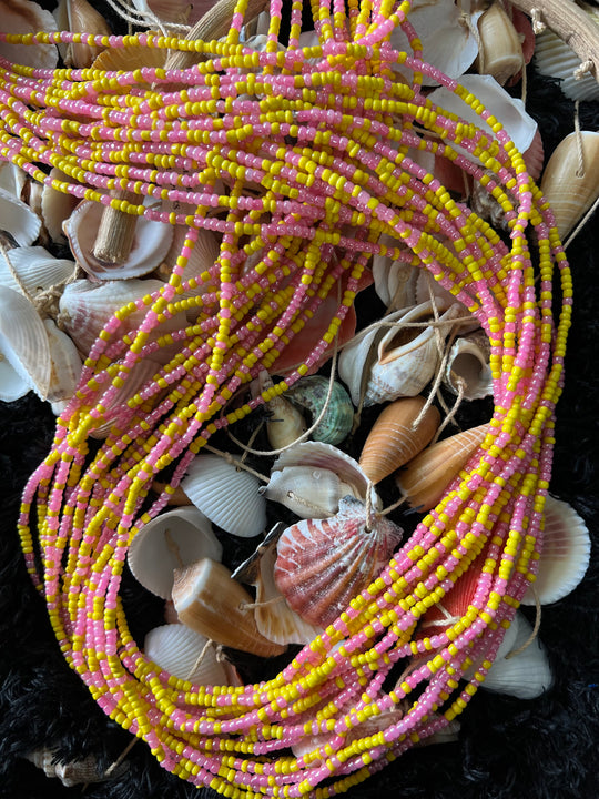 Pink and yellow waist beads💕💛