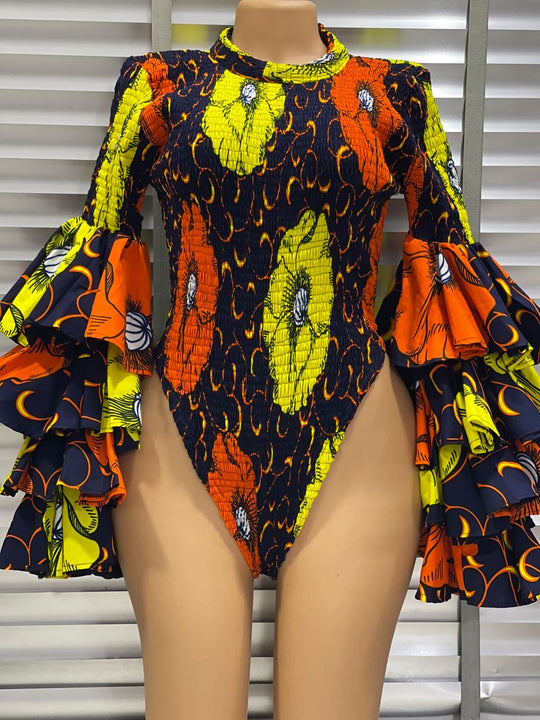 African print stretchy bodysuit.💥