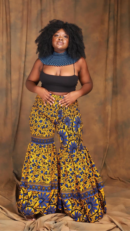 African print 2 layers bell bottom pant.