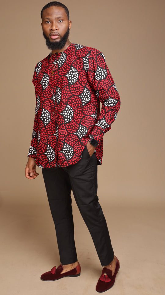 African print long sleeve men shirt.