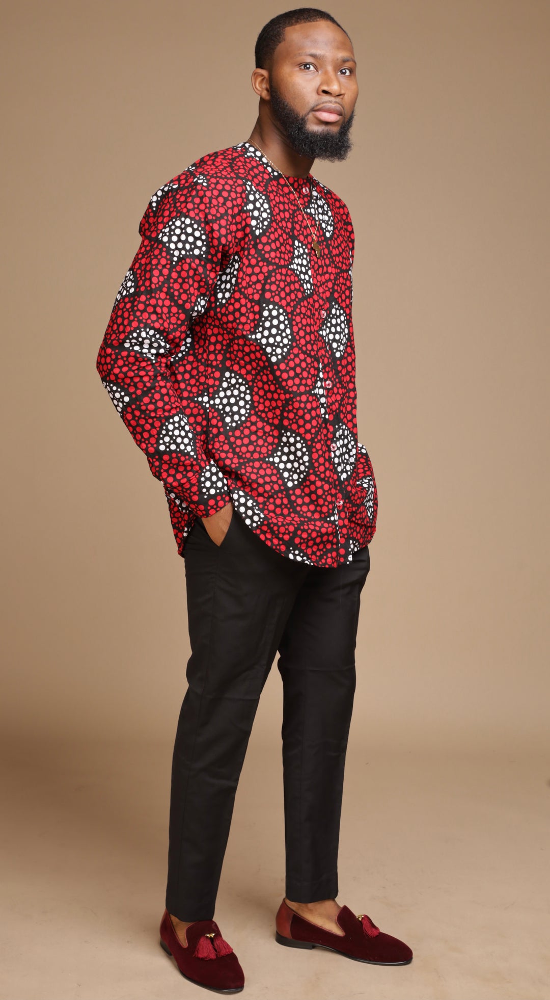 African print long sleeve men shirt.