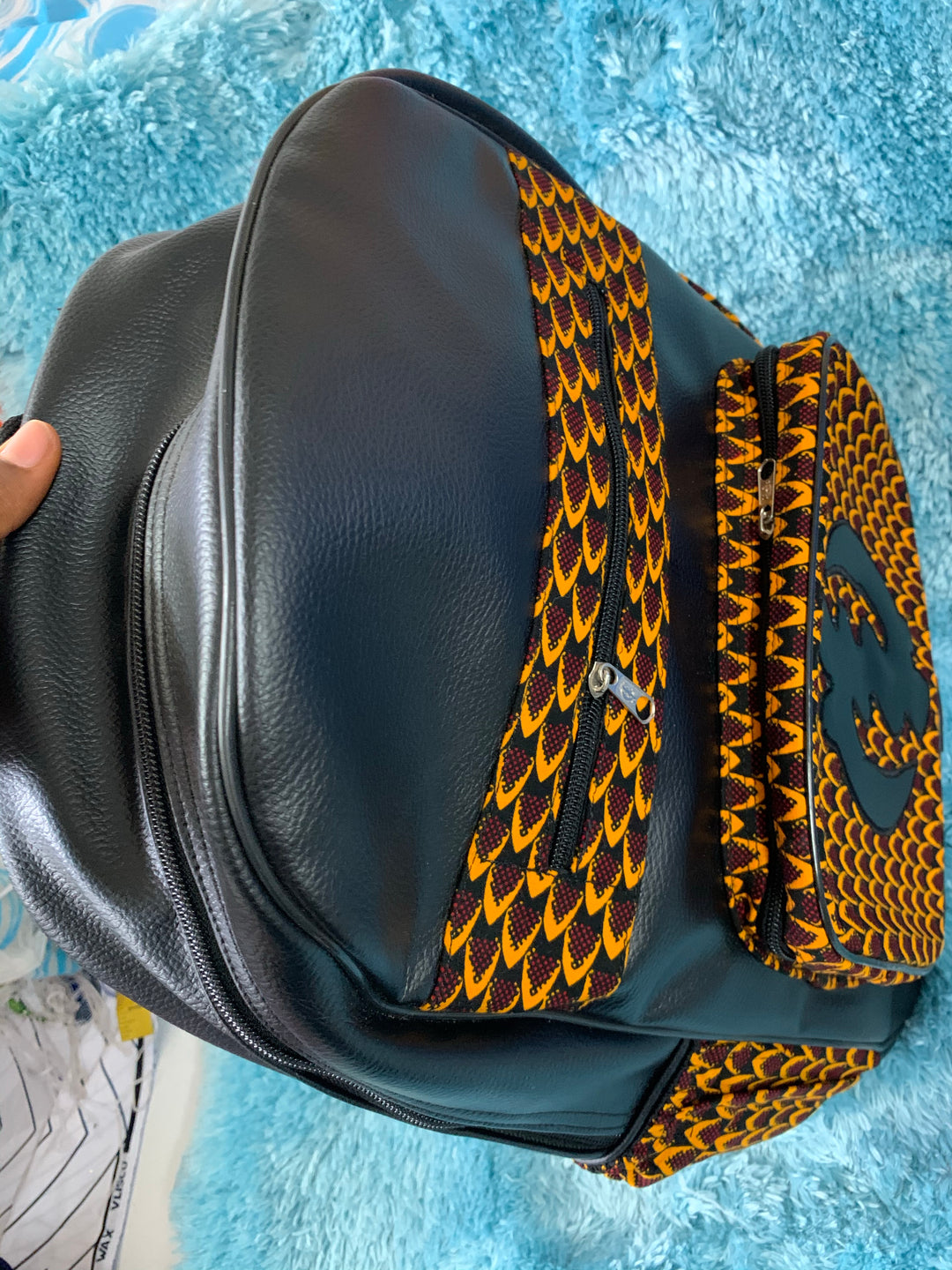 Authentic handmade kente/leather backpack - K.D.Kollections Store