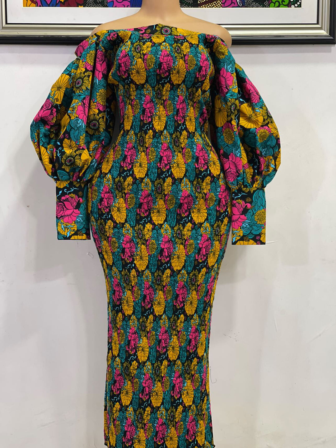 African print stretchy bodycon dress.