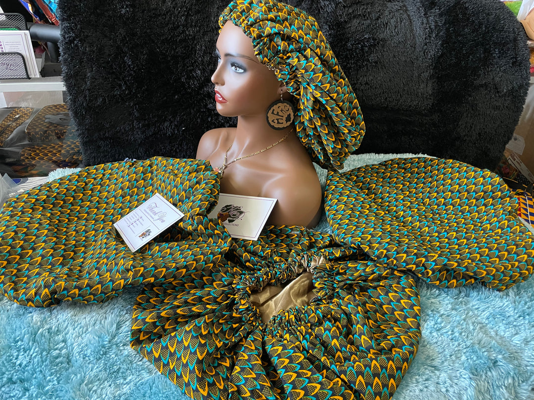 African print reversible hair bonnets - K.D.Kollections Store