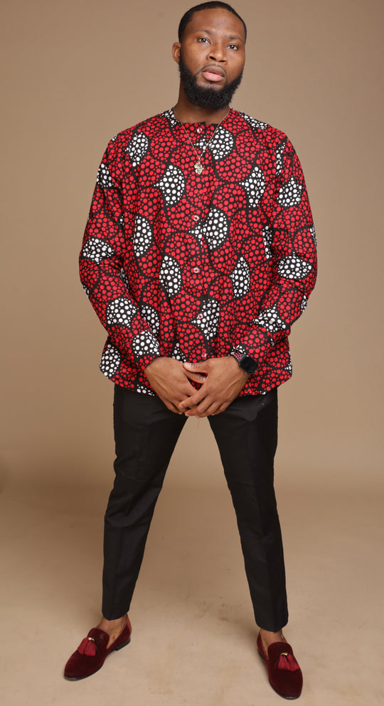 African print long sleeve men shirt.