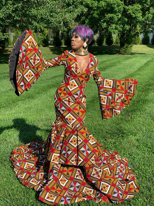 African print wedding/prom dress 👗