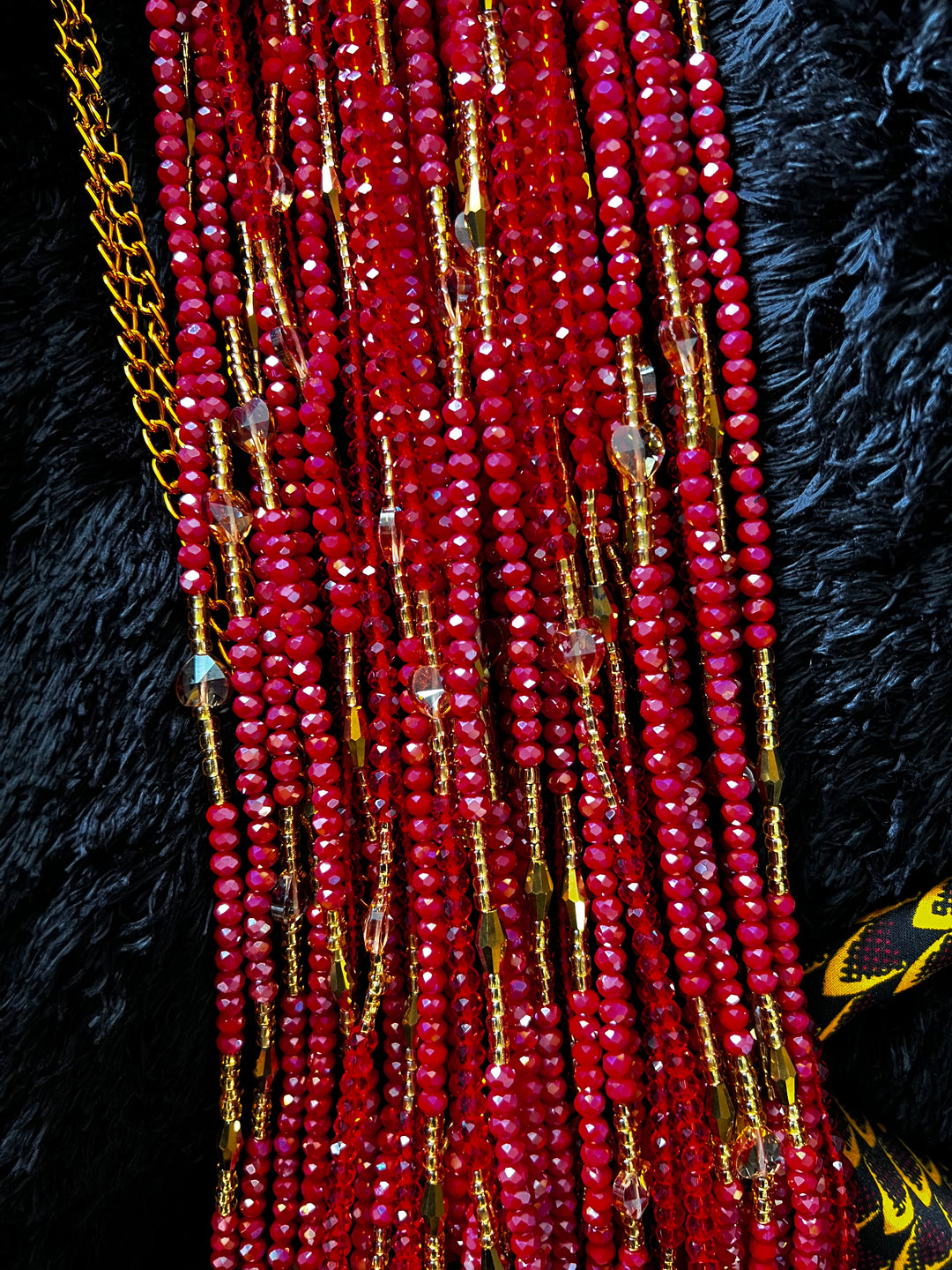 Red crystal waist beads.💎