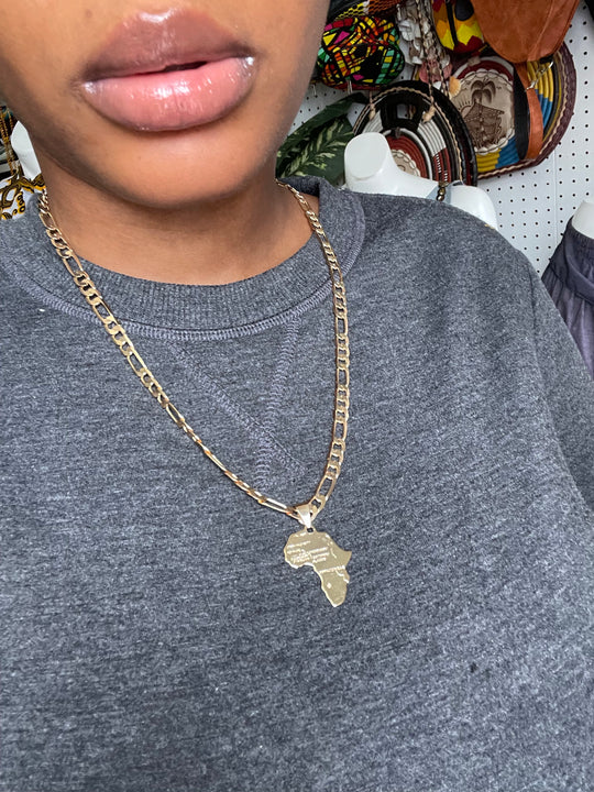 Unisex Africa map Gold Necklace