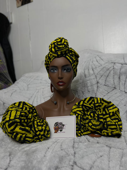 African Print Pre Tied Turban/Headwrap.