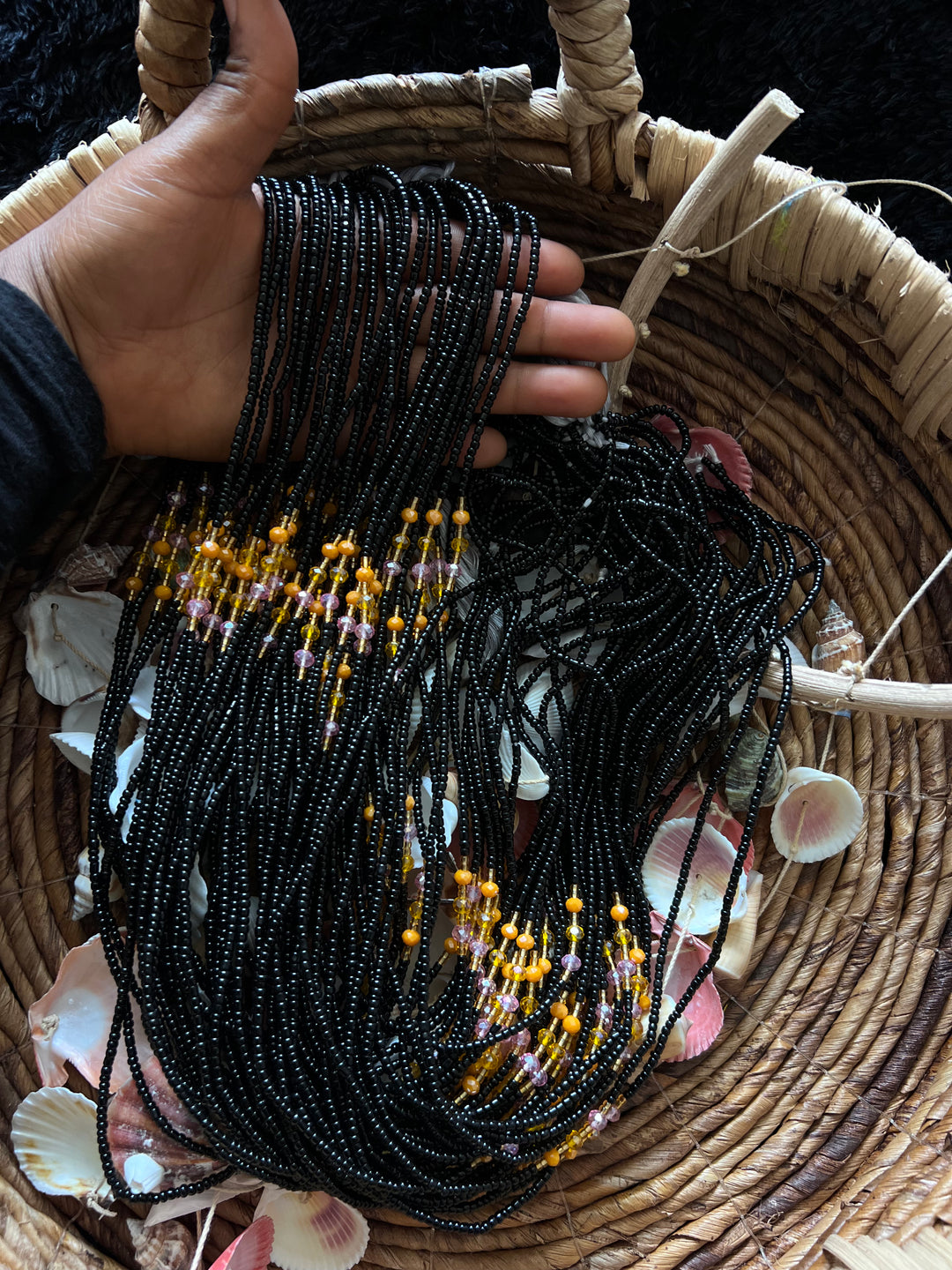 Black🖤crystal waist beads❤️‍🔥