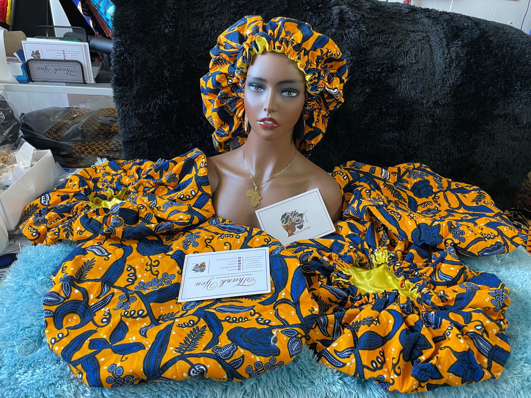 African print reversible hair bonnets - K.D.Kollections Store