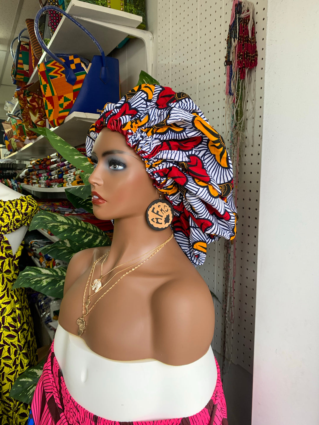 African print reversible hair bonnet - K.D.Kollections Store