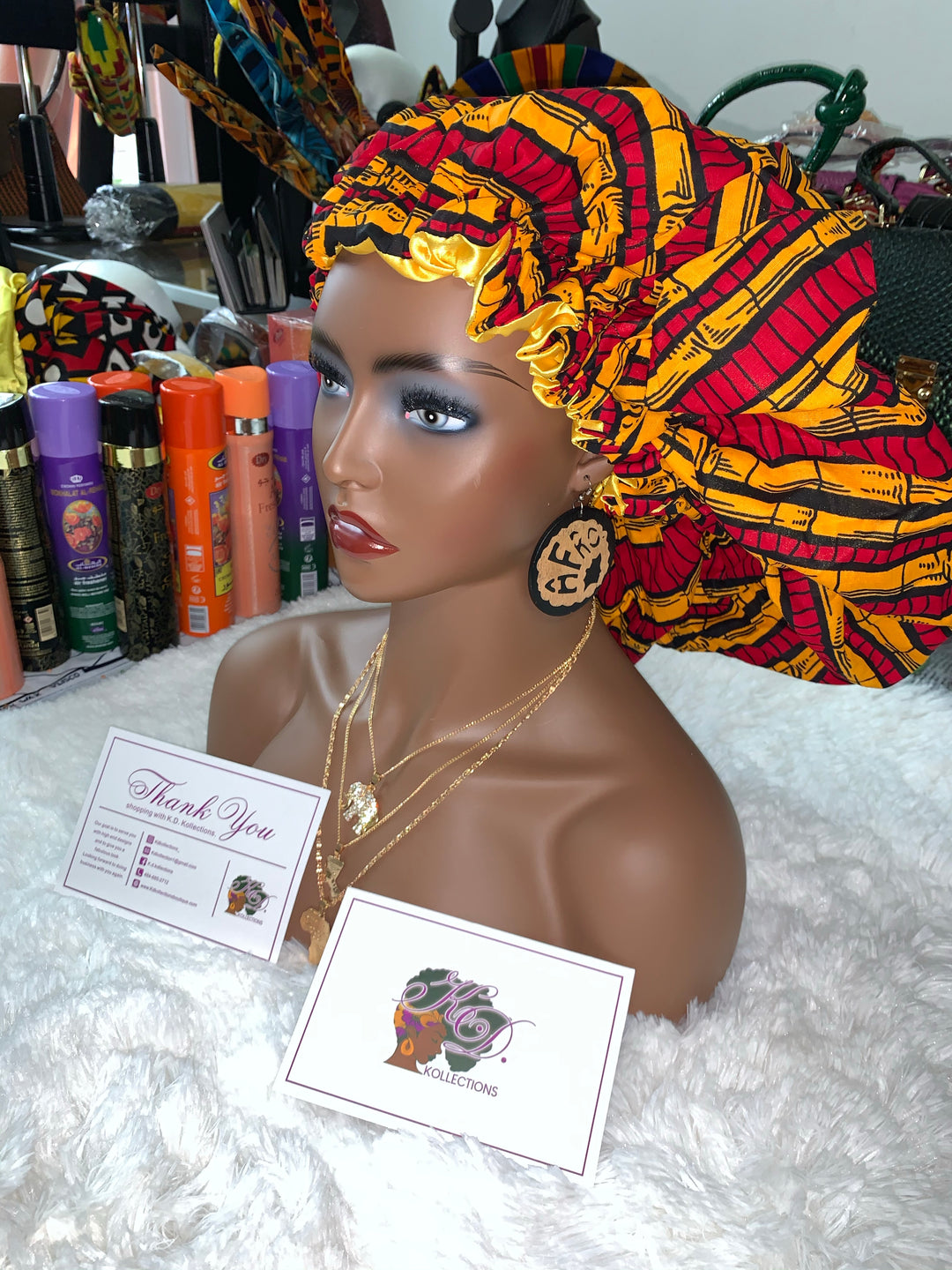 African print reversible hair bonnets - K.D.Kollections Store