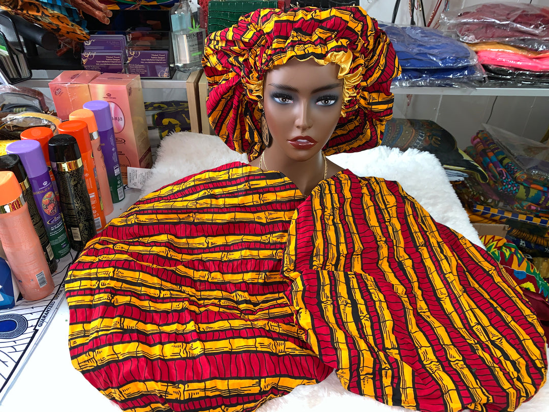 African print reversible hair bonnets - K.D.Kollections Store