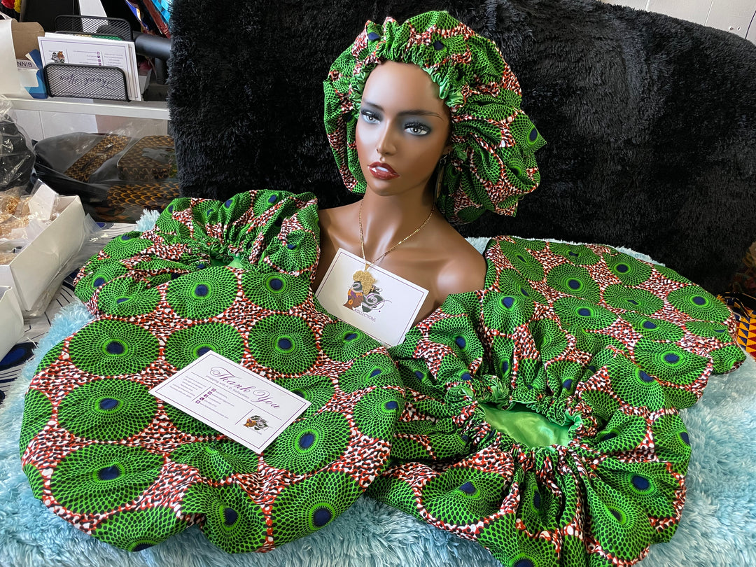 African print reversible hair bonnets - K.D.Kollections Store