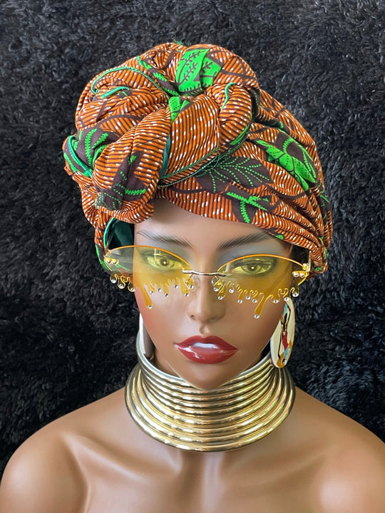 African print pre-tied headwrap/turban