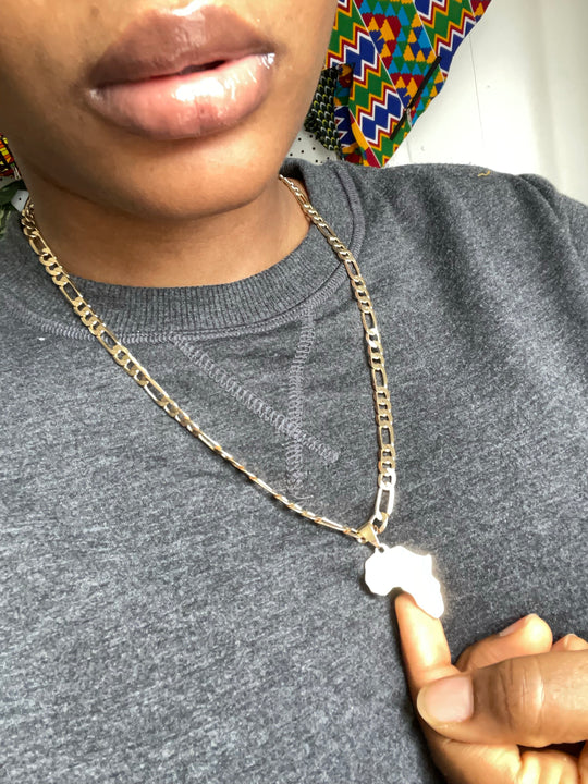 Unisex Africa map Gold Necklace