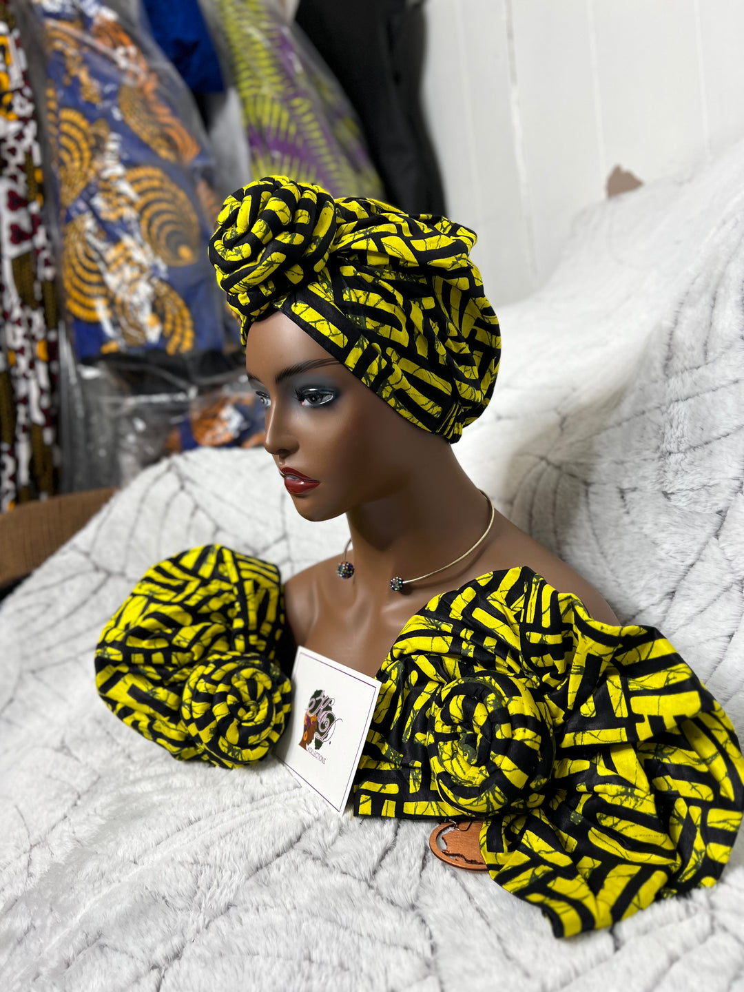 African Print Pre Tied Turban/Headwrap.