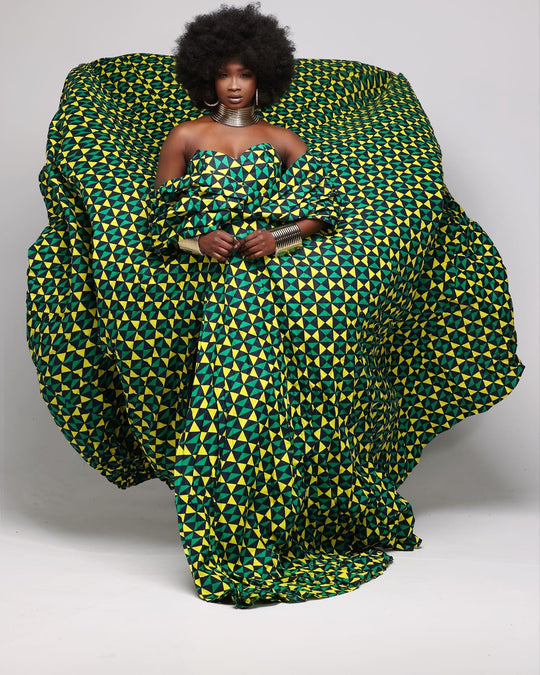 African print maxi ball gown for wedding/prom.