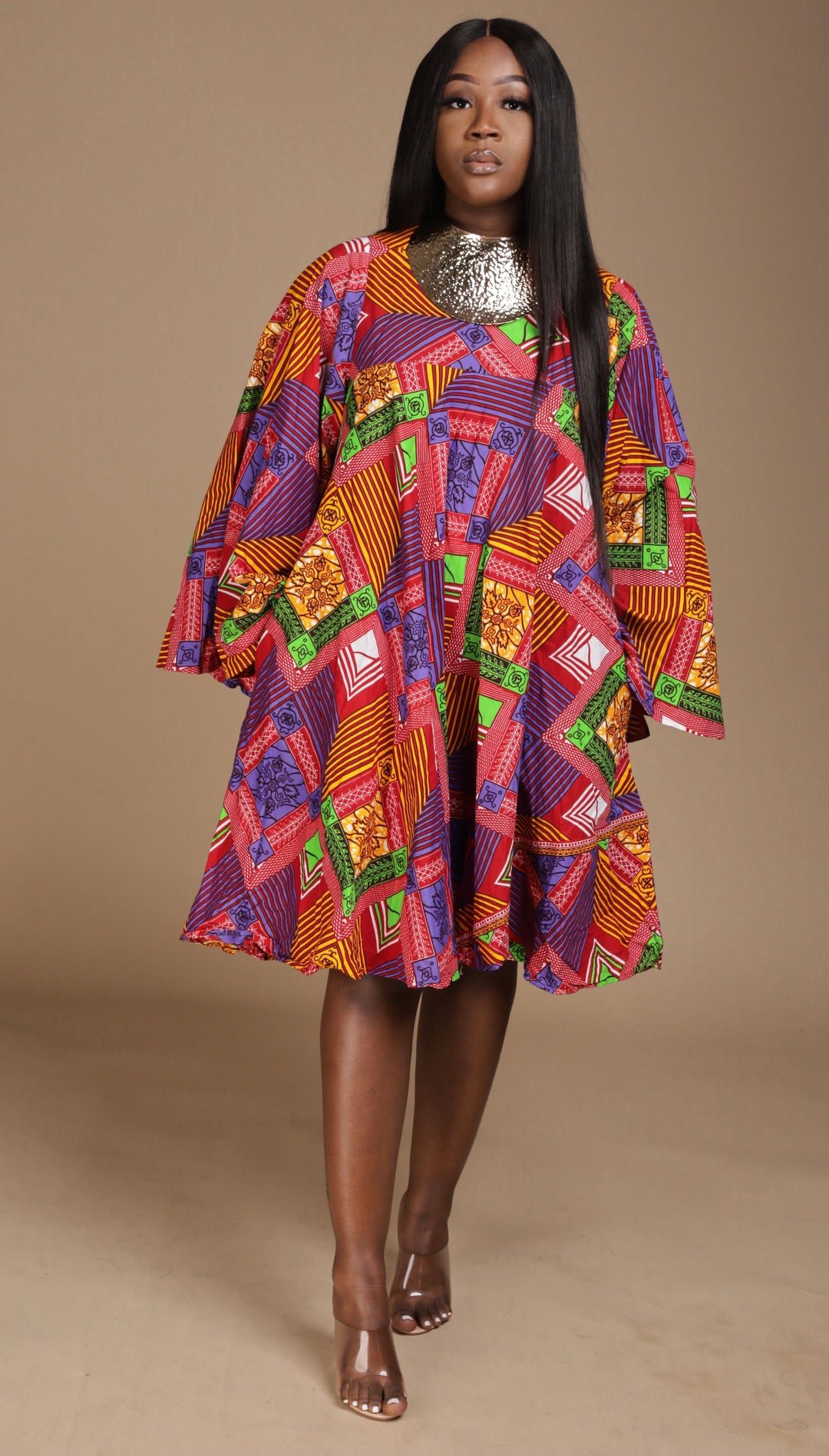 African print short dress