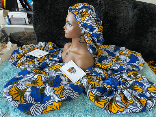 African print reversible hair bonnets - K.D.Kollections Store