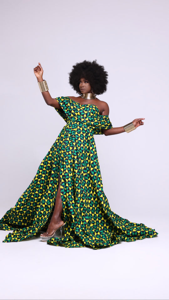 African print maxi ball gown for wedding/prom.