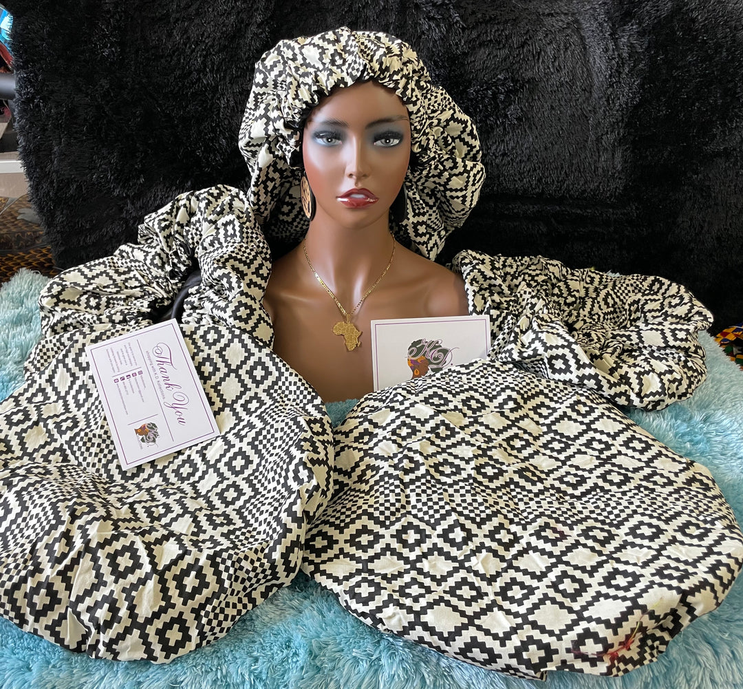 African print reversible hair bonnets - K.D.Kollections Store