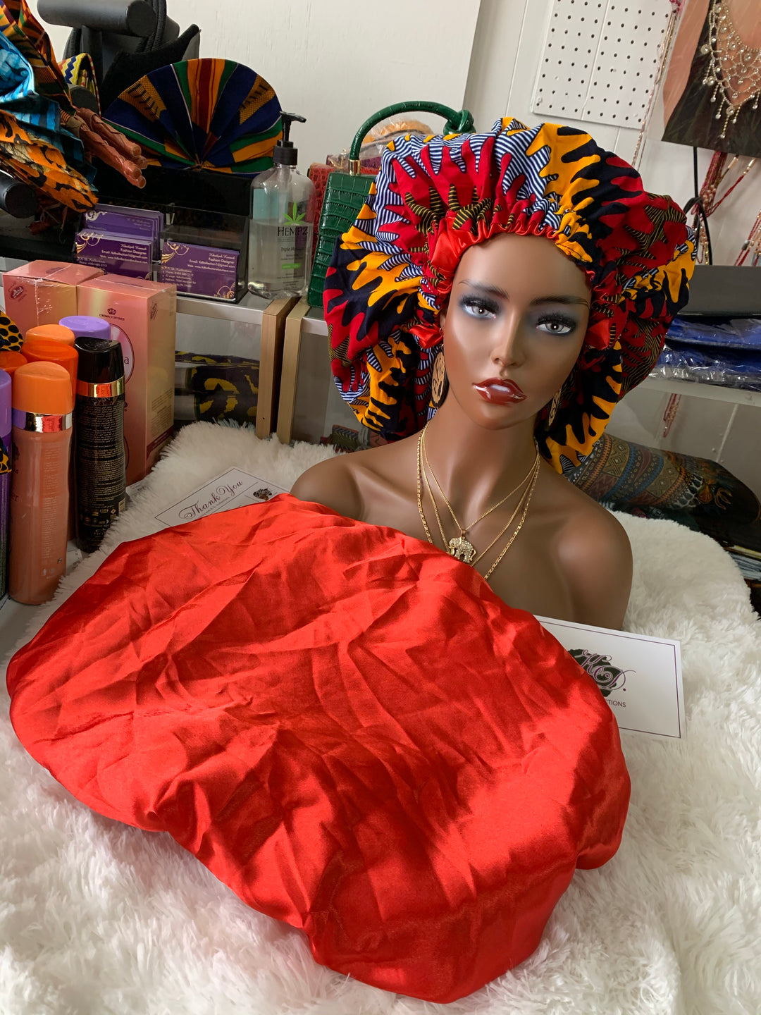 African print reversible hair bonnets - K.D.Kollections Store