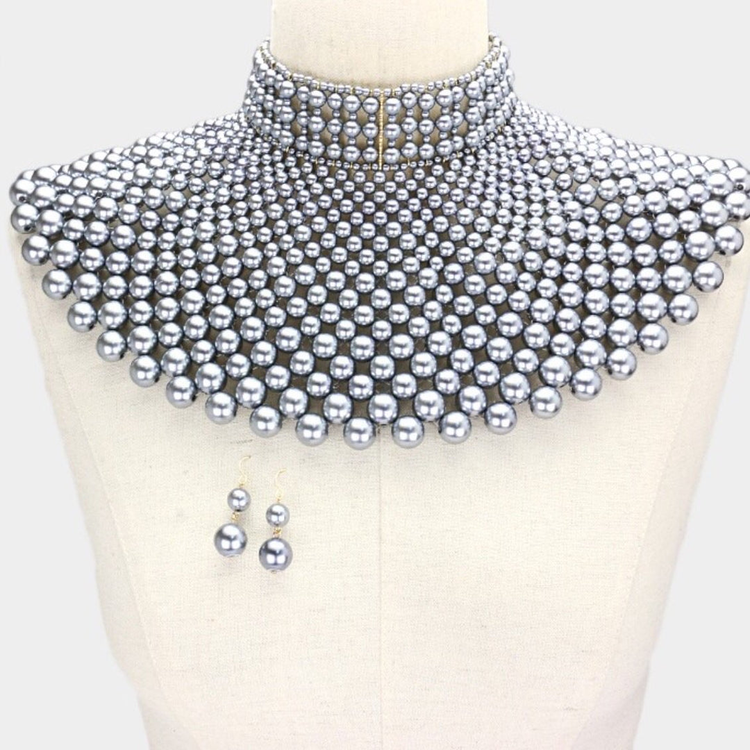 Pearl bib choker necklace - K.D.Kollections Store