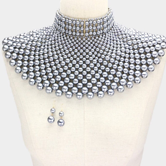 Pearl bib choker necklace - K.D.Kollections Store