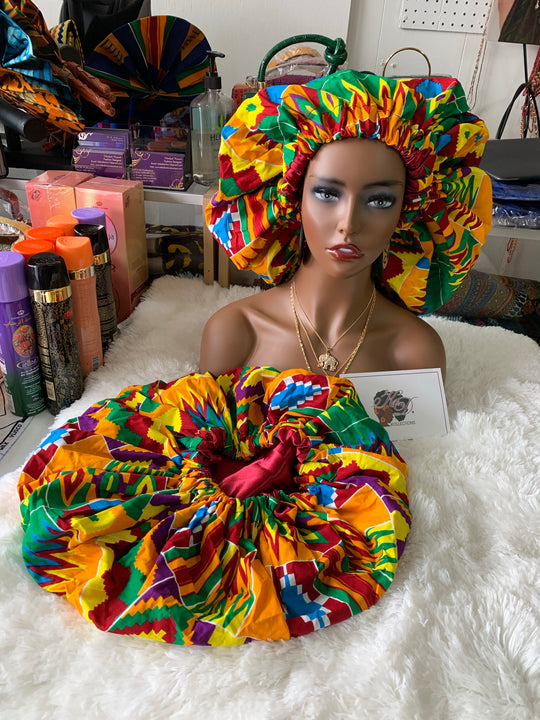 African print reversible hair bonnets. - K.D.Kollections Store