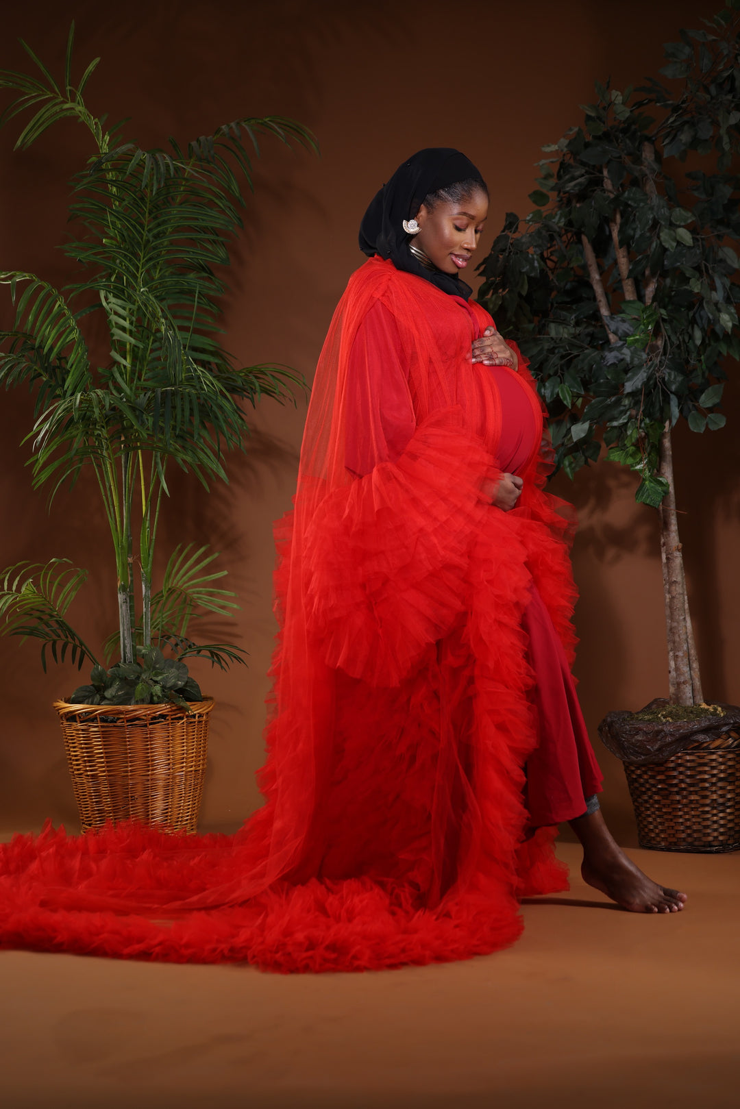 Red tulle robe/gown for photoshoot💥