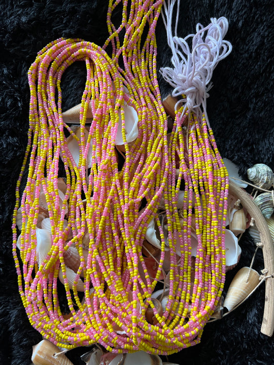 Pink and yellow waist beads💕💛