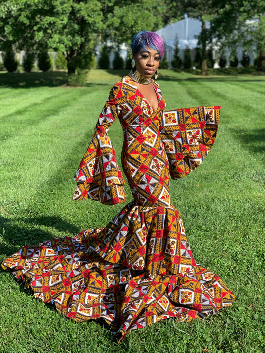 African print wedding/prom dress 👗