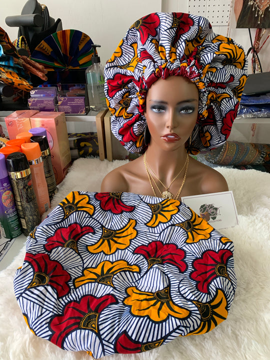 African print reversible hair bonnet - K.D.Kollections Store