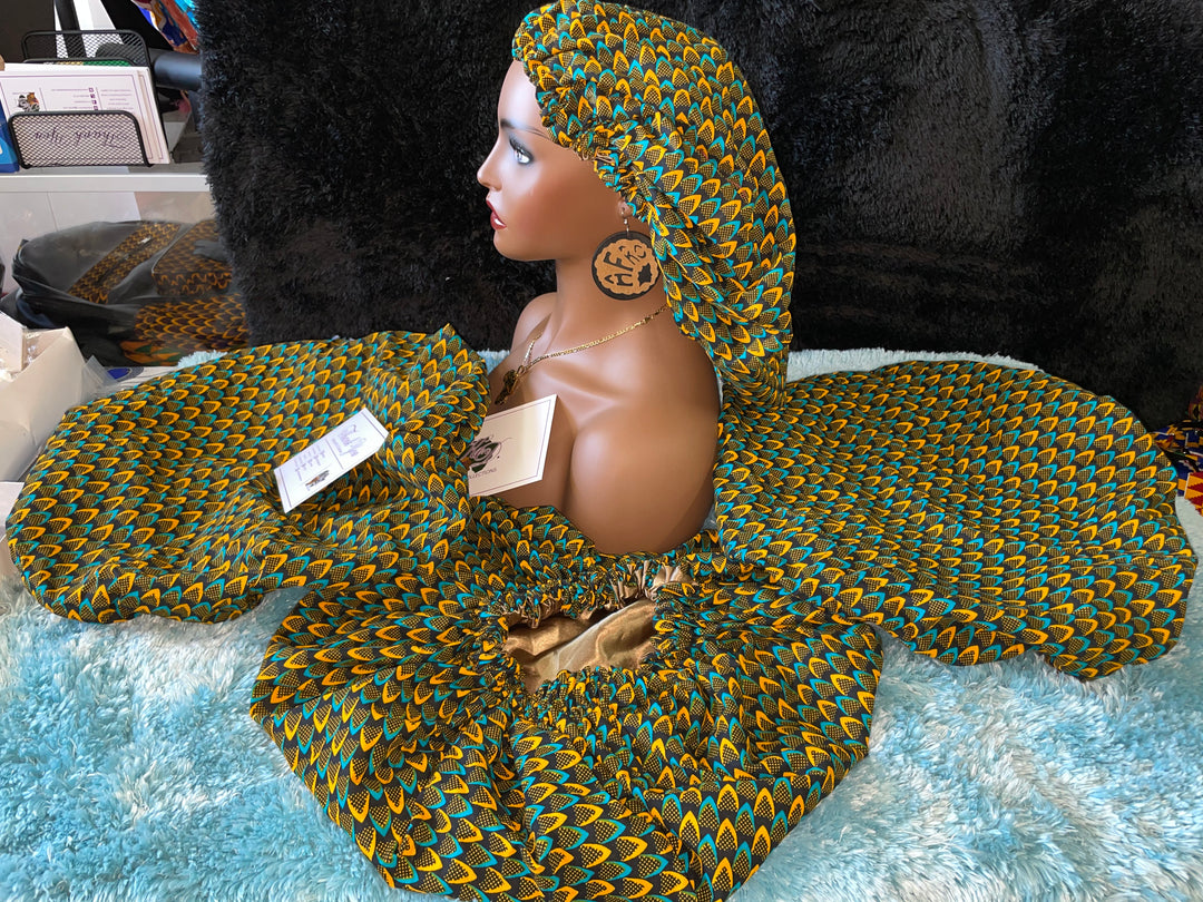 African print reversible hair bonnets - K.D.Kollections Store