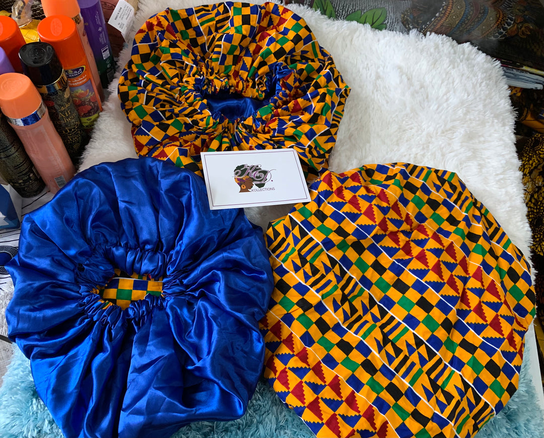 African print reversible hair bonnets - K.D.Kollections Store