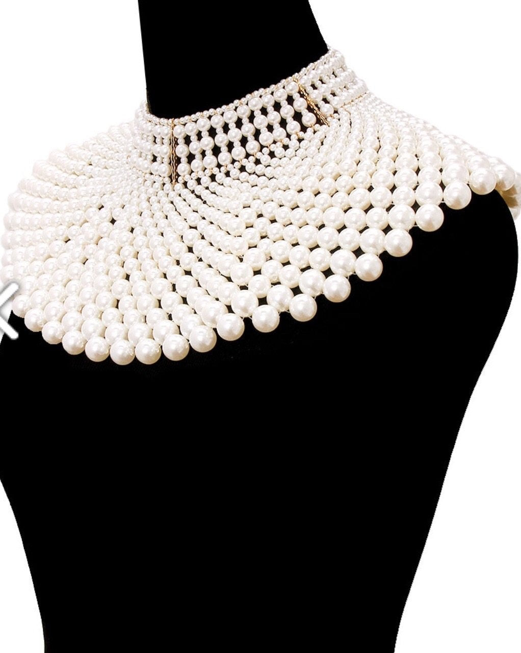 Pearl bib choker necklace - K.D.Kollections Store