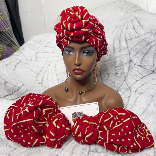 African Print Pre-Tied Headwrap.