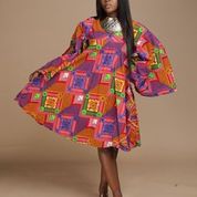 African print short dress